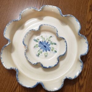 Chip And Dip Scalloped Ceramic Platter